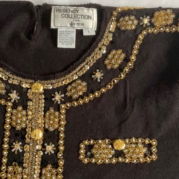 Vintage Regency Collection for Joyce black pullover sweater, lightweight weave - Picture 2 of 9